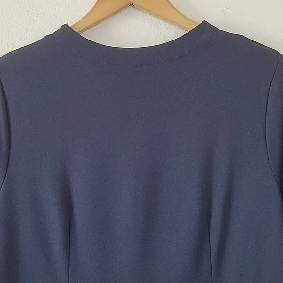 J Jill Navy Blue Ponte Ruffle Wrap Dress Size Medium Petite MP - Picture 6 of 10